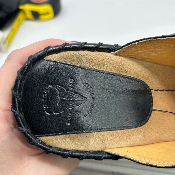 Frye Women's Black Leather Clog Mules Size 9.5 Block Heel Slip-On Western - Picture 15 of 16